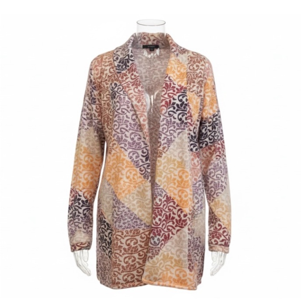 MAXI LENGTH LIGHTWEIGHT SWEATER/JACKET.STYLISH EYECATCHING. BRIGHT COLORS.SIZE L